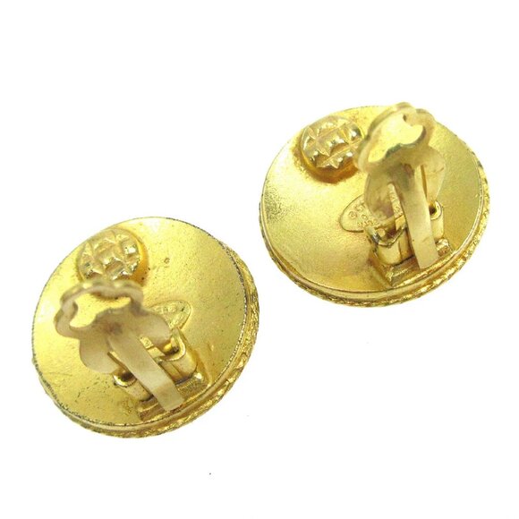 Chanel Button Earrings Clip-On Gold 94A 13861 - Picture 4 of 4